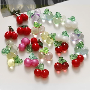 Cherry Shape Acrylic Resin Beads Fruit Pendants With Hanging Hole For DIY Jewelry Making Earrings Necklace Bracelet Cute Accessories