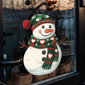 Christmas Snowman Window Stickers PVC Static Film Glue-Free Removable Decals Glass Door Home Holiday Decor
