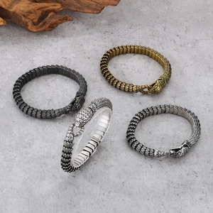 Retro Snake Dragon Scale Chain Bracelet 316L Stainless Steel Biker Punk Jewelry Gift For Men Bangle