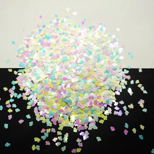 Cloud shaped iridescent PET glitter flakes for nail art and DIY crafts in mixed pastel colors