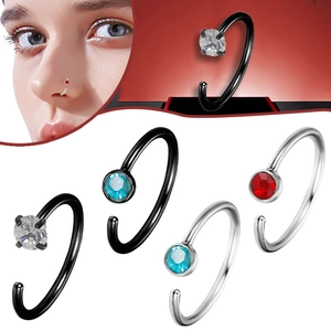 Minimalistisch Edelstahl Nasenring C-Form Piercing Schmuck Strass Eingelegter Nasenstecker Für Damen Herren Täglich Accessoires