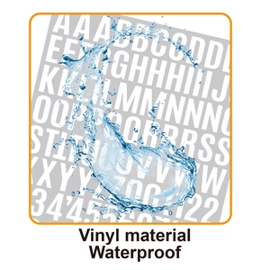 Waterproof vinyl letters and numbers stickers showing water resistance feature