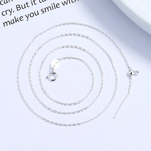 Adjustable S925 sterling silver chain necklace with sliding bead and needle end