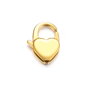 Polished gold stainless steel heart-shaped lobster clasp for DIY jewelry making