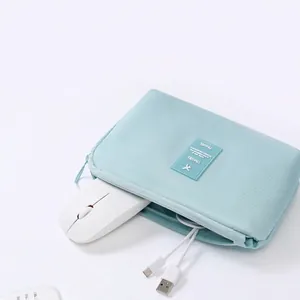 Portable mint green travel electronic organizer bag for cables and mouse
