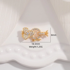 Fermoir nœud en argent sterling S925 avec zircon blanc en finition dorée