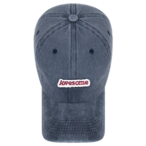 Dunkelgraue Baseballkappe aus gewaschenem Denim mit 3D-Awesome-Stickerei im Street-Style