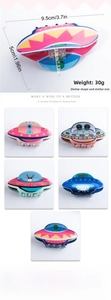 Detailed size specifications of 9.5cm alien hair claw clip with colorful PVC designs