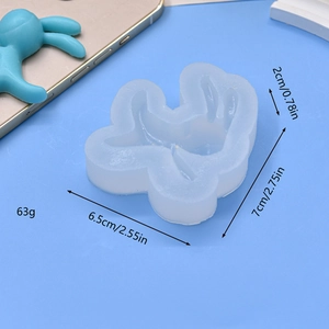 Silicone mold for car aroma stone featuring a cute bear holding flower and rabbit design