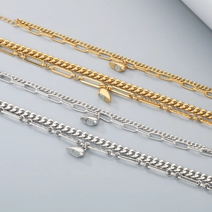 Detail view of double-layer stainless steel magnetic bracelets with gold and silver finish