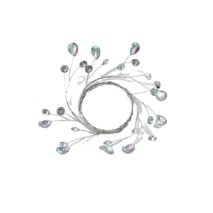 Sparkling acrylic crystal Christmas wreath ornament with iridescent stones and silver wire