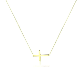 Elegant gold minimalist S925 sterling silver necklace with a horizontal cross pendant
