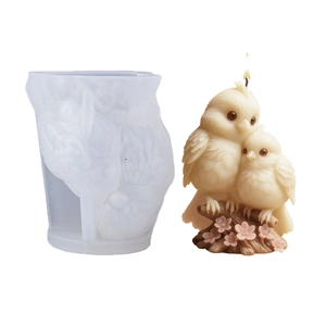3D birds and cherry blossoms silicone mold for scented candles and resin crafts