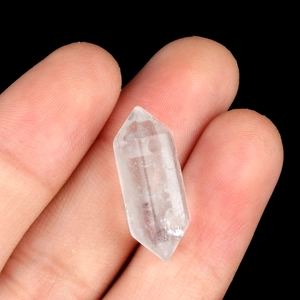 Natural clear quartz hexagonal double point crystal tower with pre-drilled hole