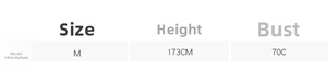 Size guide table for floral dress featuring model measurements M, 173cm height, and 70C bust