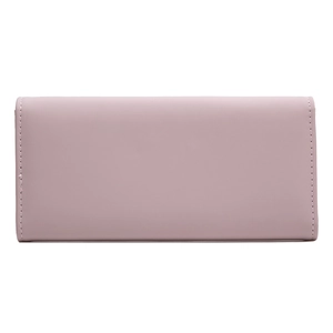 Minimalistische lange Damen Geldbörse aus PU-Leder mit Blatt-Schnalle in Blassviolett