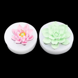 3D lotus and succulent silicone mold for chocolate candle making and resin crafts