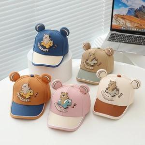 Casquette De Baseball Enfant Avec Oreilles De Ours Broderie Ours Sur Cheval Coton Protection Solaire Dessin Animé