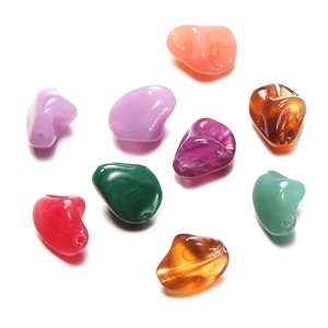 Irregular colorful acrylic stone beads with marbled texture for DIY jewelry making