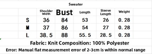 Size guide for retro polo collar knit top with detailed measurements in centimeters