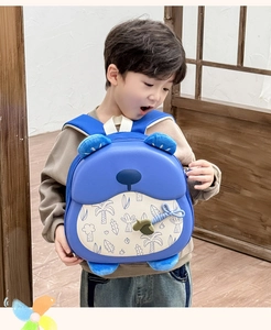 Toddler blue hard shell backpack featuring 3D cartoon bear ears and paws detail