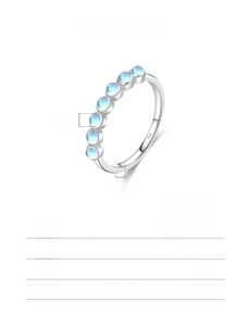 Detailed specs of S925 sterling silver ring with 1.65g weight and 2.00mm moonstone gems
