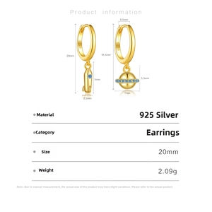 S925 sterling silver asymmetric earrings with rocket and blue zircon planet charms