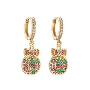 Christmas gold hoop earrings with crystal bauble charms and festive bows decorations