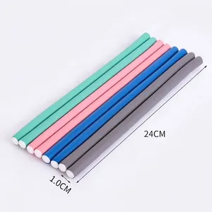 8pcs flexible 24cm heatless foam hair rollers for styling in assorted colors