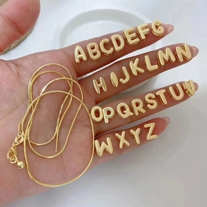 Letter Initial Pendant Necklace Gold Copper Minimalist Fashion Jewelry For Women Commute Accessory Simple Style