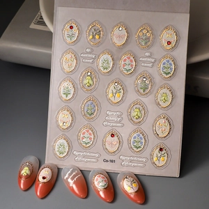 Nail Art Stickers 5D Embossed Relief Flowers Butterflies Waterproof Decorative DIY Manicure Decals For Women