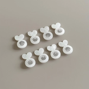 Silicone earring back lifters for heavy earrings, 8 white heart-shaped secure ear nuts