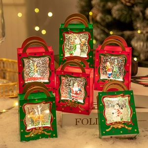 Christmas water lantern gift box with LED lights and Santa Claus reindeer inside