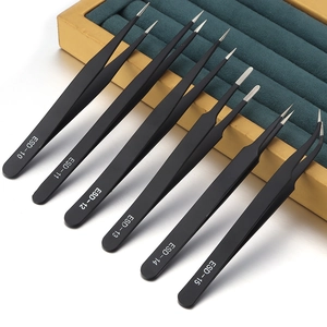 Precision Tweezers Anti Static Stainless Steel ESD Straight And Curved Tips For Jewelry Making DIY Crafts Electronics Repair