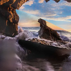 Gros plan d'une tapisserie bohème montrant l'impression de vagues et la texture tissée