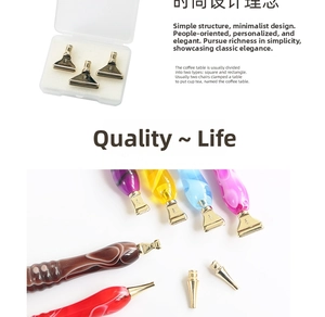 Detail of ergonomic resin diamond painting pen with stainless steel multi-placer metal nibs