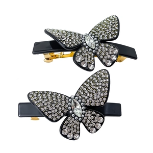 Eleganti fermagli a farfalla con strass scintillanti e base a molla dorata set