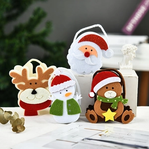 3D Christmas felt gift bags set featuring Santa Reindeer and Snowman for holiday treats