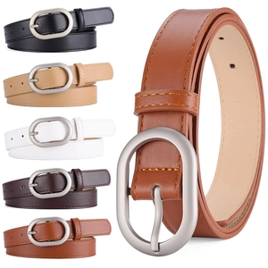 Women PU Leather Belt Oval Alloy Needle Buckle Waist Strap For Jeans Dress Korean Style Fashion Decorative Thin Waistband Accessories
