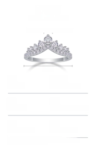 Detailed view of S925 silver crown ring with moissanite inlay and 18K white gold plating