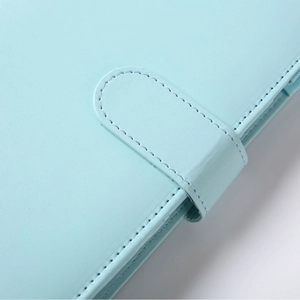 Light blue PU leather A6 binder notebook with magnetic buckle and clean stitching detail