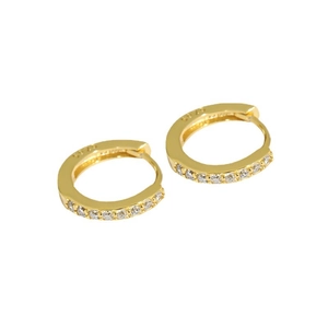 Elegant S925 sterling silver gold hoop earrings with sparkling cubic zirconia inlay