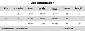 Detailed size chart for the summer U-neck slim fit dress showing S, M, and L measurements