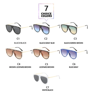 Detailed grid showing seven color options for oversized metal rivet sunglasses