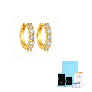 S925 silver 18K gold earrings with moissanite stones and GRA certification in gift box