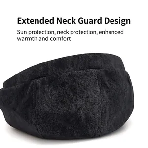 Black vintage newsboy beret with extended neck flap for sun protection and warmth