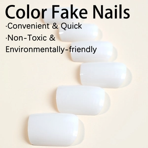 Short minimalist milky white press-on nails set with natural gloss finish and various sizes