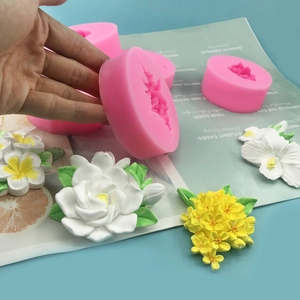Pink silicone gardenia cake mold for chocolate baking and floral food decoration