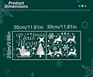 Detailed dimensions for Christmas mirror acrylic wall stickers with Santa and reindeer