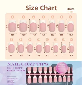 Guide des tailles détaillé pour faux ongles French Soft Gel de 6,5 mm à 13,5 mm
